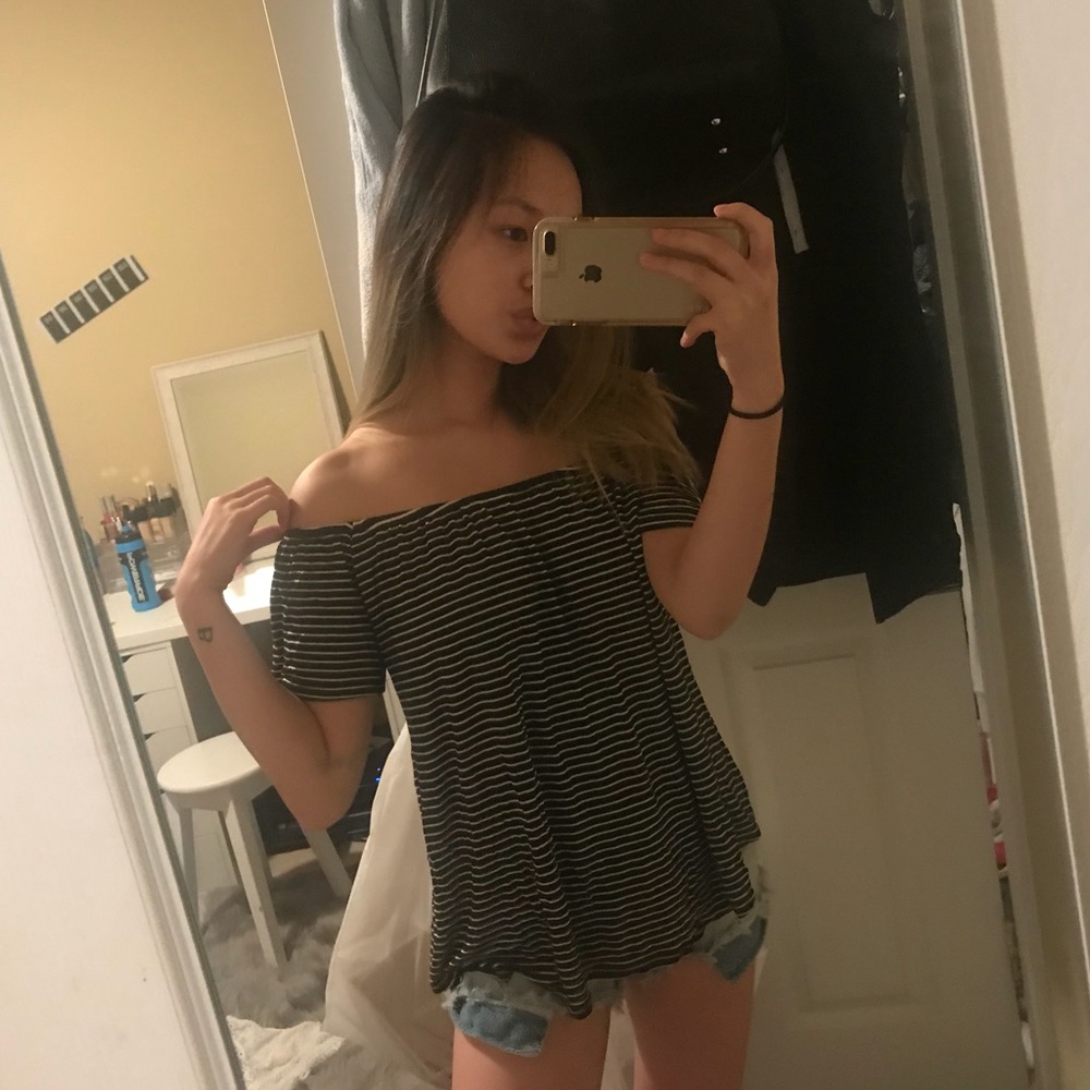 Off the shoulder tee shirt